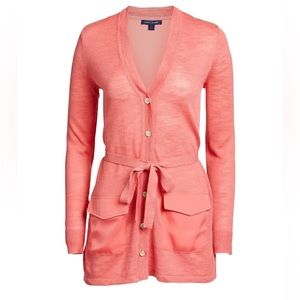 Tommy Hilfiger Coral Ravi Tie Waist Button Front Cardigan Sweater Size XL NWT